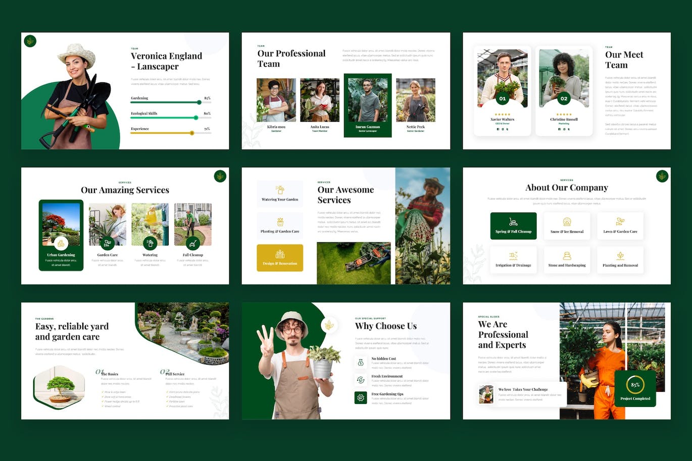草坪和园林绿化PPT幻灯片设计模板 GARDILAND – Lawn & Landscaping Powerpoint Template 幻灯图表 sucaiwan.com