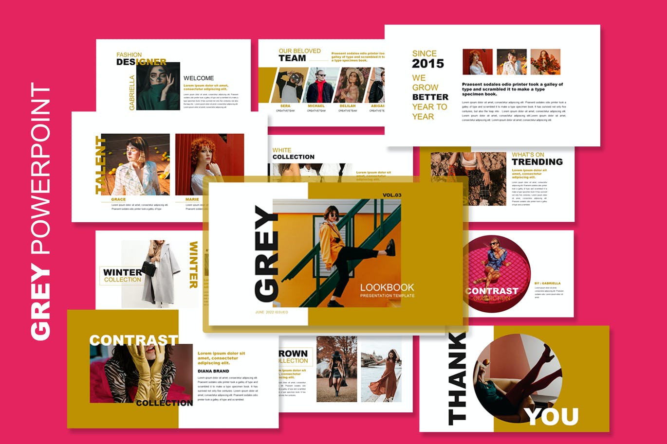 Lookbook时装图册演示PPT模板 Grey Lookbook – Powerpoint Template 幻灯图表 sucaiwan.com