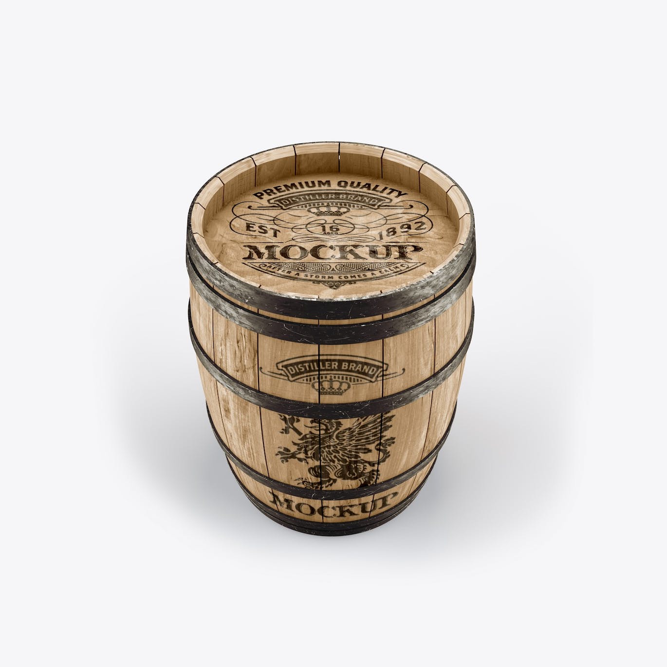 木桶酒桶Logo设计样机 Set Wooden Barrels Mockup 样机素材 sucaiwan.com