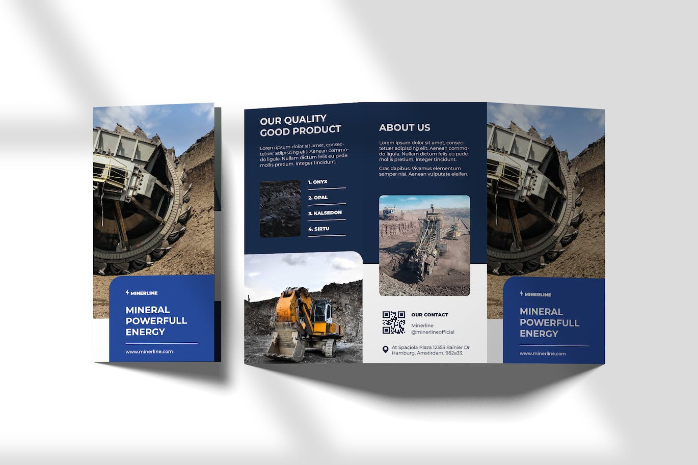 三折小册子宣传册设计模板 MINE TRIFOLD BROCHURE 样机素材 sucaiwan.com