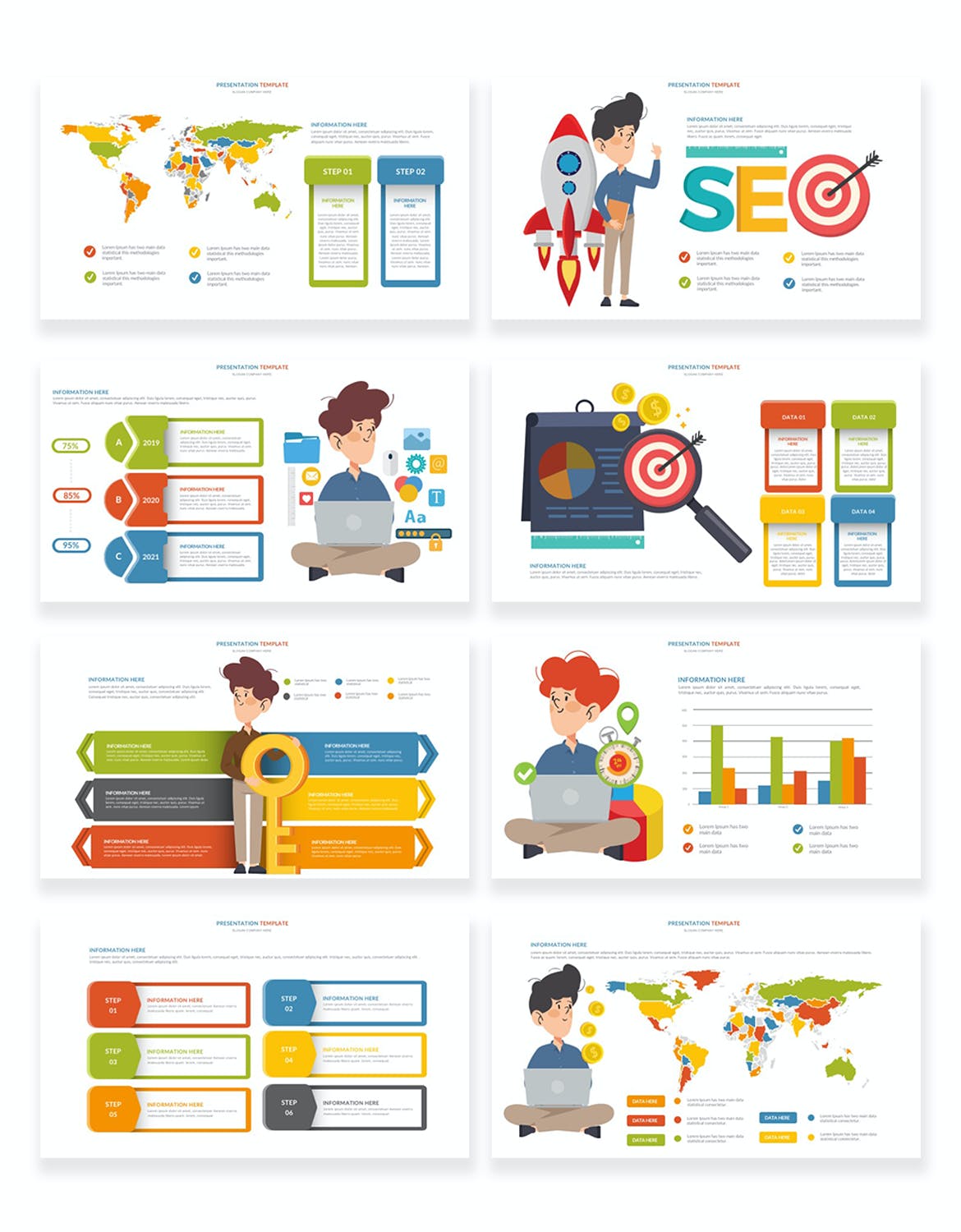 SEO动画图表PPT演示幻灯片模板 SEO Infographic Powerpoint Template 幻灯图表 sucaiwan.com