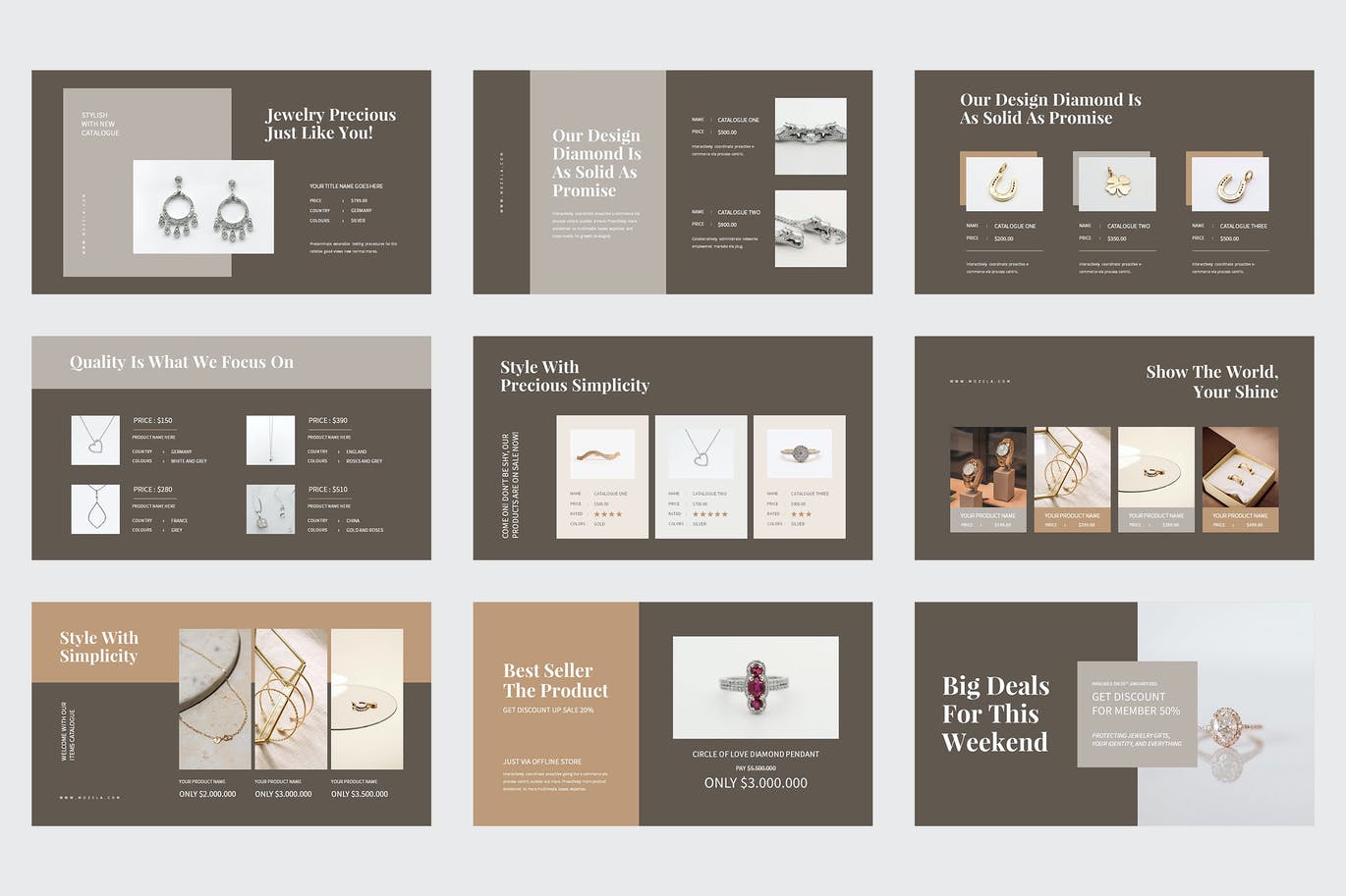 珠宝首饰品牌PowerPoint演示文稿模板 Mozela – Jewerly Catalogue Powerpoint Template 幻灯图表 第3张-素材湾丨精选海外优质设计素材资源 珠宝首饰品牌PowerPoint演示文稿模板 Mozela – Jewerly Catalogue Powerpoint Template 幻灯图表 sucaiwan.com