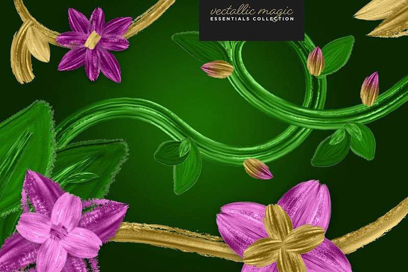 Illustrator漂亮的金漆画笔 笔刷资源 sucaiwan.com