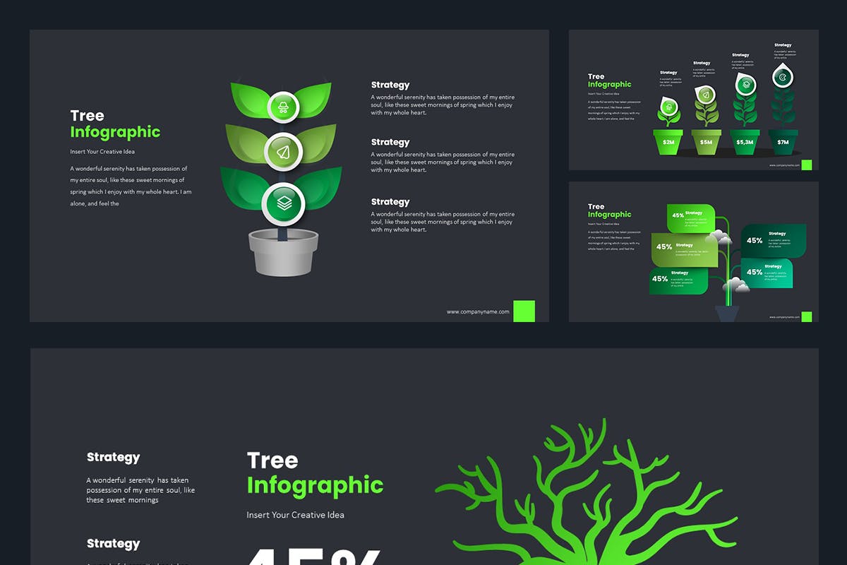 树状信息图表演示文稿PPT模板 Tree Infographic PowerPoint Presentation 幻灯图表 sucaiwan.com