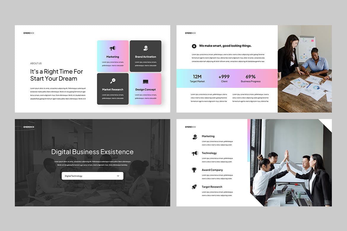 产品发布推广Powerpoint模板 EMERENCE – Business Powerpoint 幻灯图表 sucaiwan.com