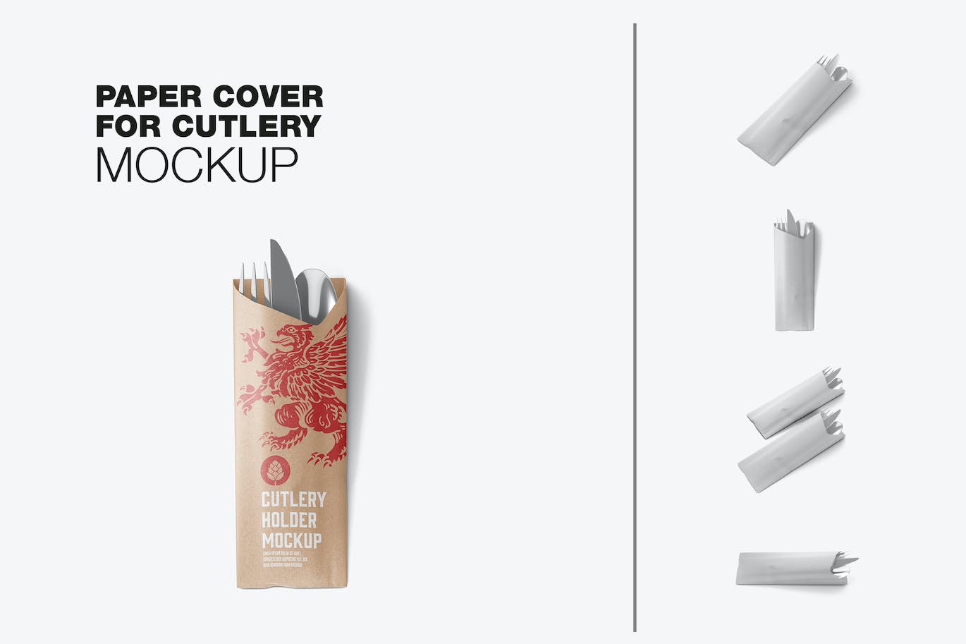 餐具套餐纸袋包装设计样机 Set Cutlery Holders Mockup 样机素材 sucaiwan.com