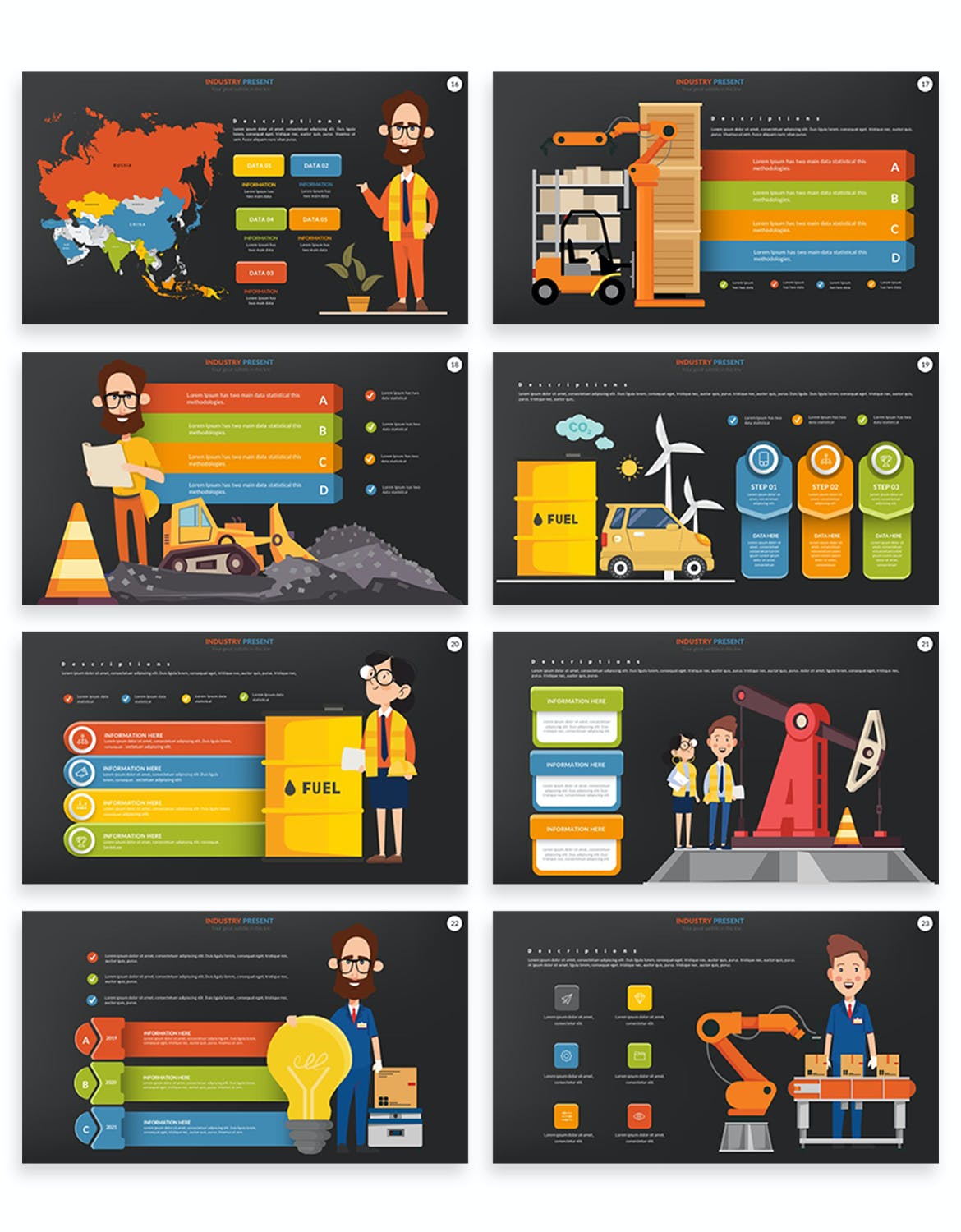 工业动画信息图表PPT设计模板 Industrial Powerpoint Templates 幻灯图表 sucaiwan.com