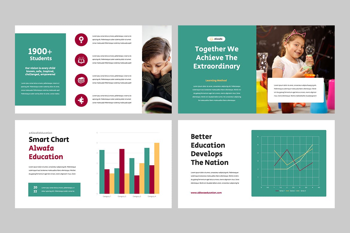 教育宣传PPT幻灯片模板下载 ALWAFA – Education Kids Powerpoint 幻灯图表 sucaiwan.com
