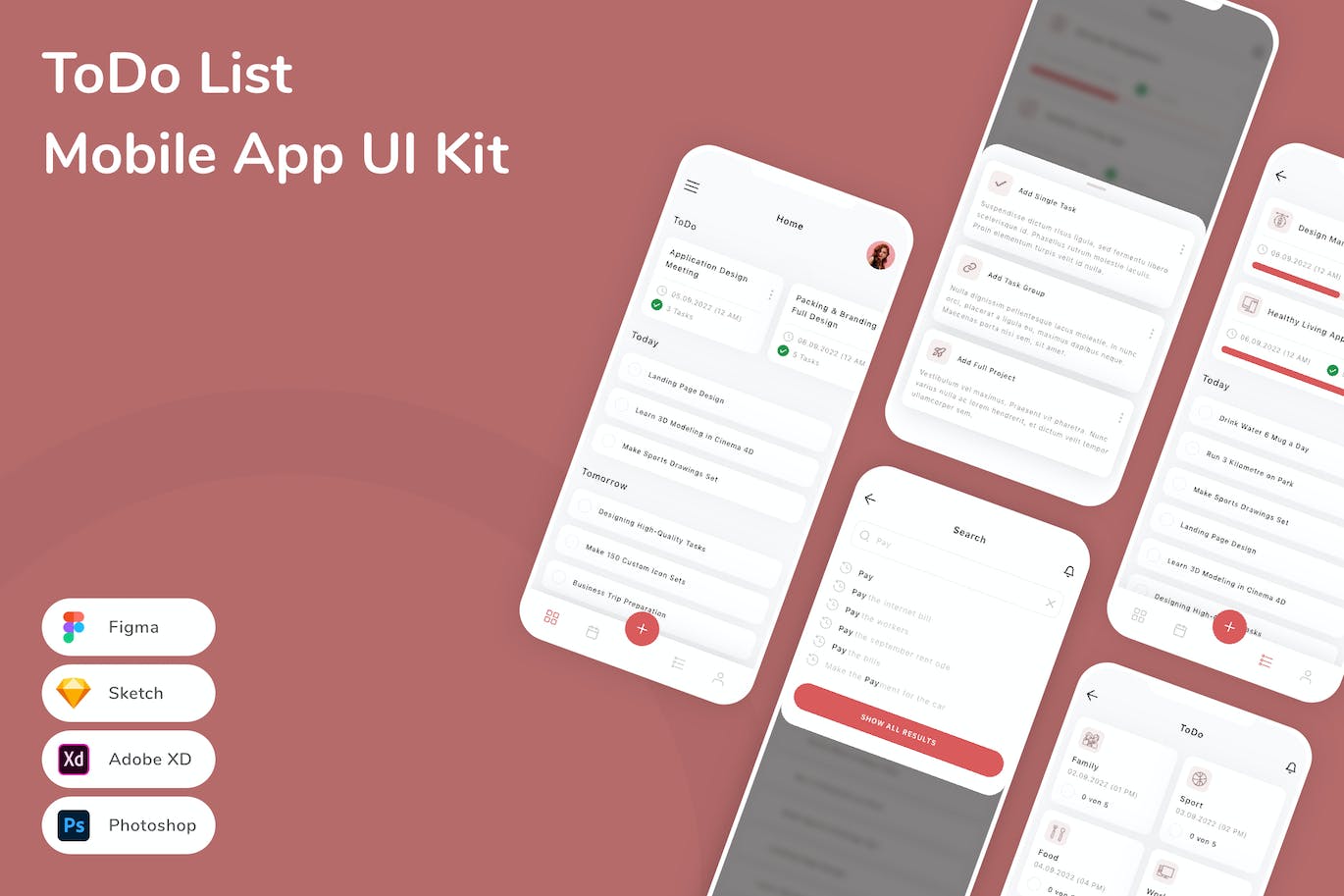 待办事项App手机应用程序UI设计素材 ToDo List Mobile App UI Kit APP UI sucaiwan.com