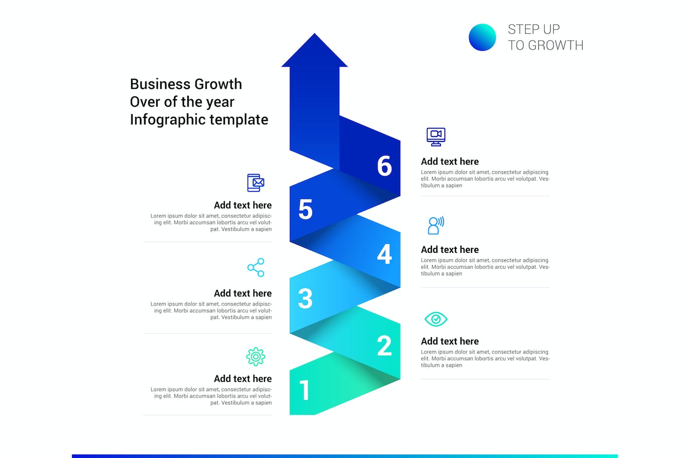 渐变色楼梯信息图表设计模板 Stair Infographic 幻灯图表 sucaiwan.com