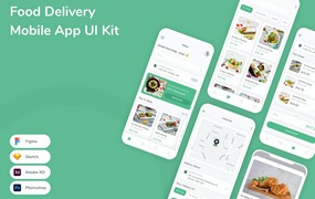 食品配送App应用程序UI设计模板套件 Food Delivery Mobile App UI Kit