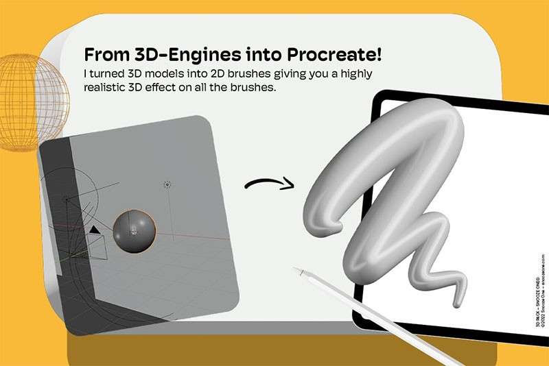 抖音3D立体字Procreate笔刷 笔刷资源 sucaiwan.com