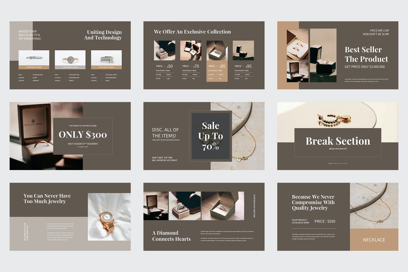 珠宝首饰品牌PowerPoint演示文稿模板 Mozela – Jewerly Catalogue Powerpoint Template 幻灯图表 第5张-素材湾丨精选海外优质设计素材资源 珠宝首饰品牌PowerPoint演示文稿模板 Mozela – Jewerly Catalogue Powerpoint Template 幻灯图表 sucaiwan.com