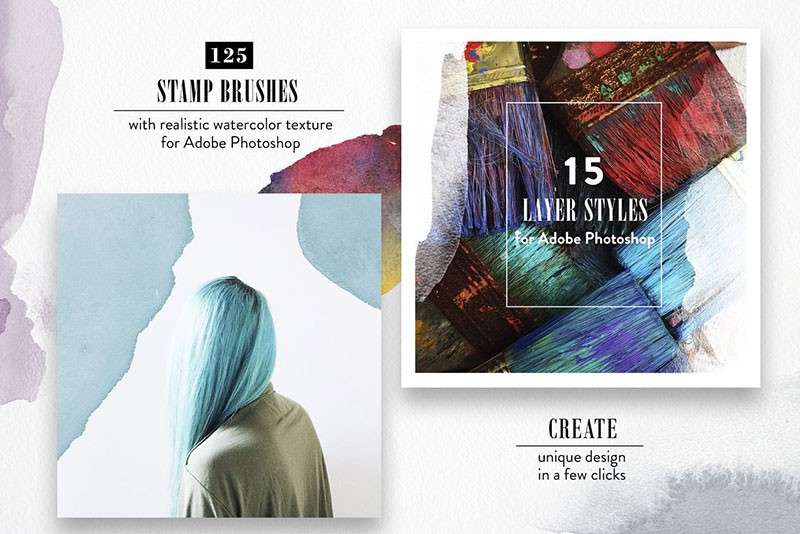 豪华水彩印章PS笔刷套装 笔刷资源 sucaiwan.com