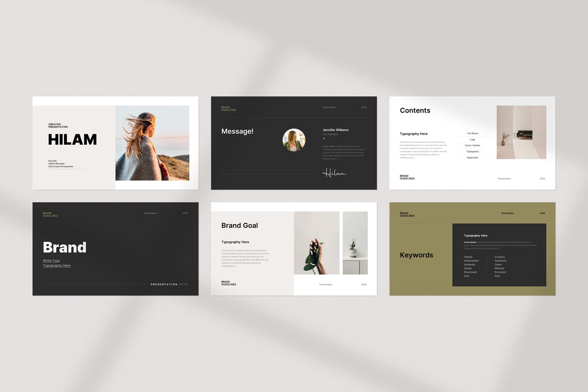 极简设计/品牌指南PPT素材 Brand Guideline PowerPoint Template 幻灯图表 sucaiwan.com