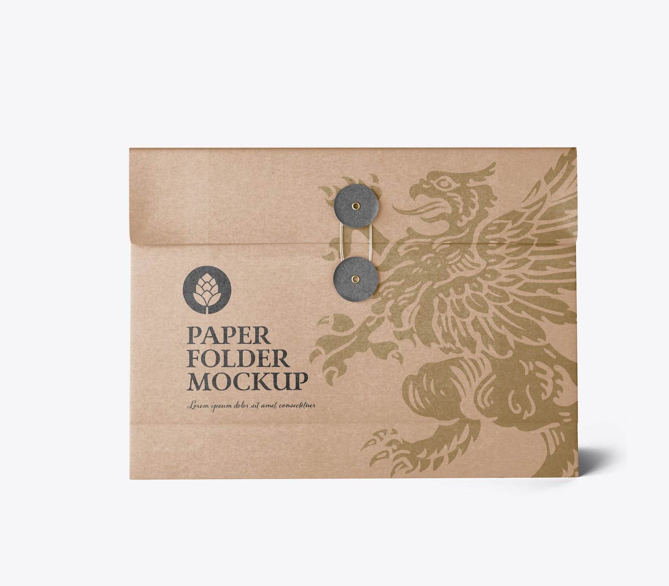 绕绳纸文件袋夹设计样机 Kraft Folder with Bow mockup 样机素材 sucaiwan.com