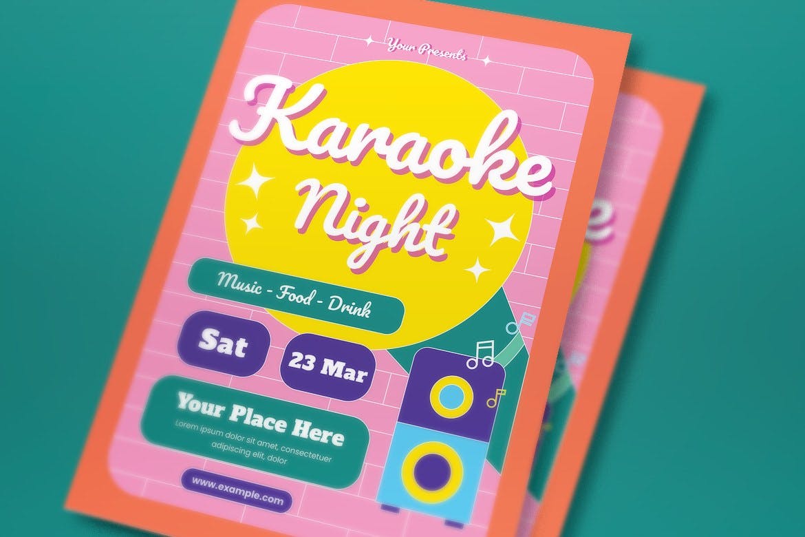 卡拉OK活动传单模板 Karaoke Flyer Set 设计素材 sucaiwan.com