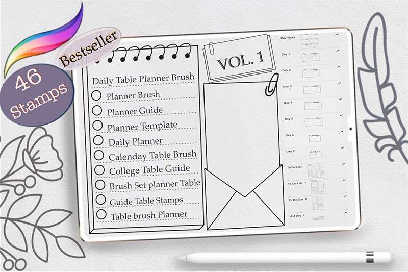 日历表格手帐图案Procreate笔刷 笔刷资源 sucaiwan.com