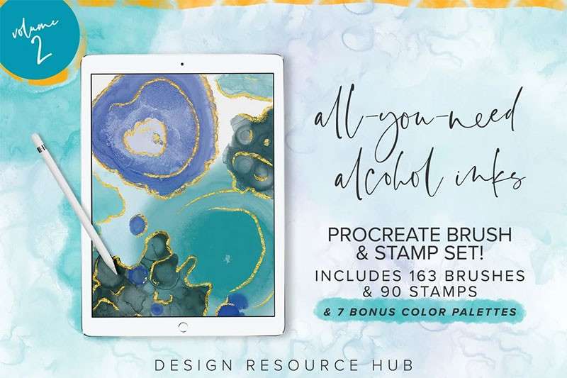 Procreate酒精流体画笔刷套装 笔刷资源 sucaiwan.com