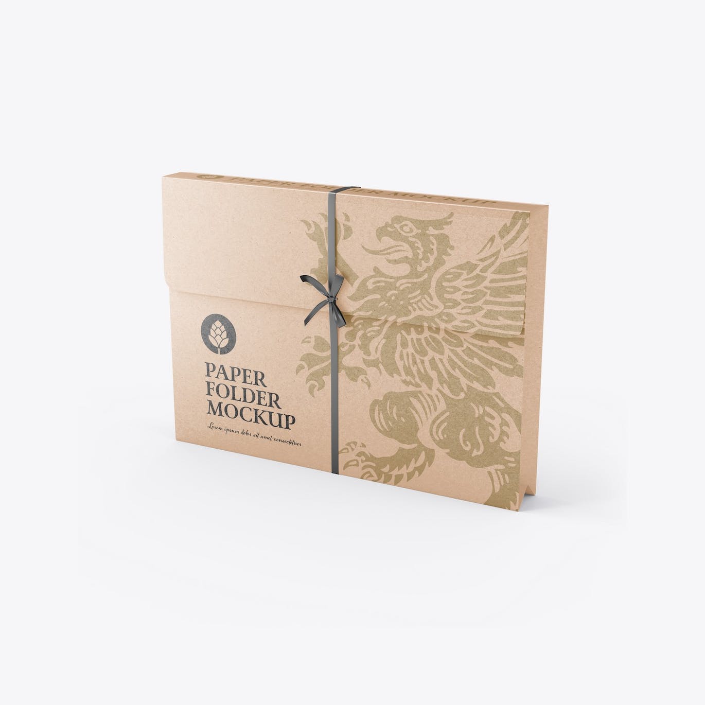 带绳的牛皮纸文件夹外观设计样机 Set Kraft Folders with Rope mockup 样机素材 sucaiwan.com