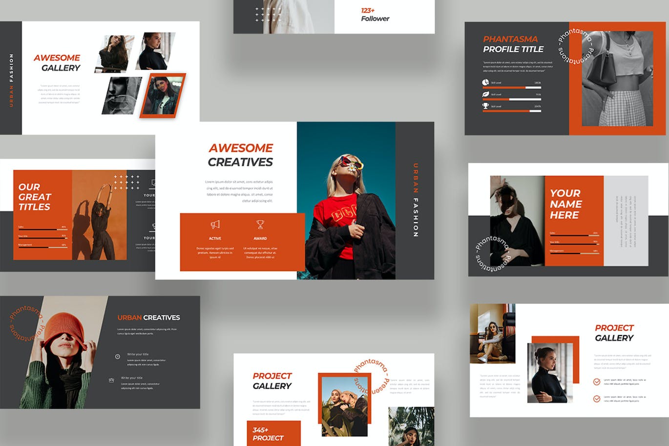 时尚都市项目推广PPT幻灯片设计模板 Phantasma – Powerpoint Template 幻灯图表 sucaiwan.com