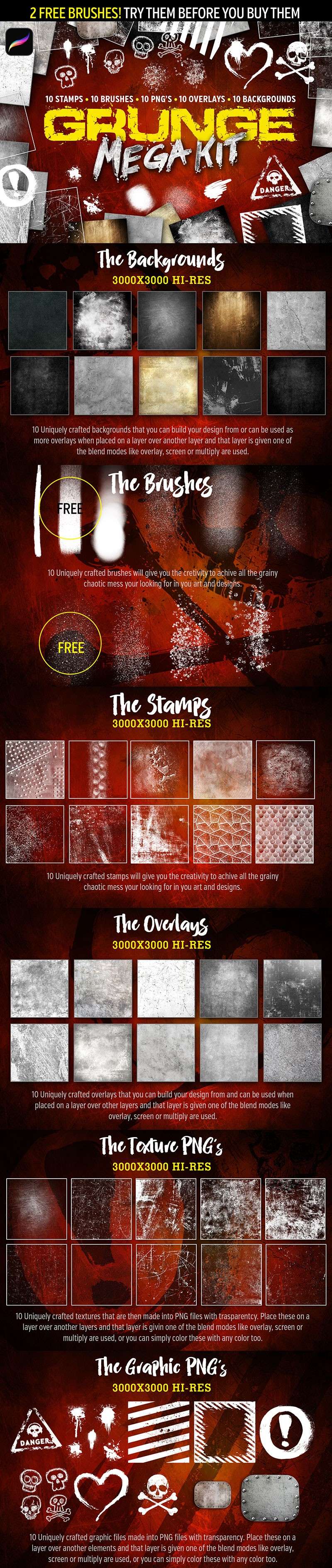 做旧纹理背景图片素材+Procreate笔刷 笔刷资源 sucaiwan.com