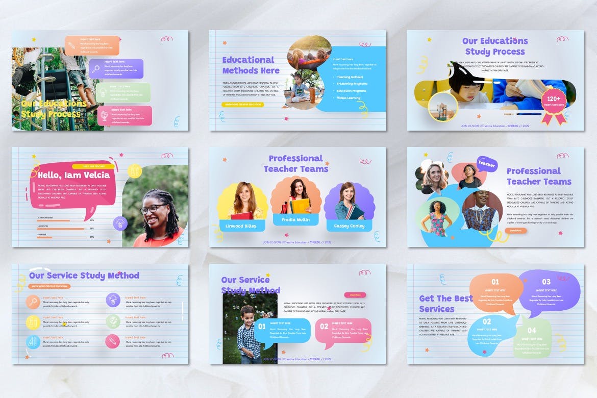儿童教育创意PPT设计模板 Chekol – Education Creative Powerpoint Template 幻灯图表 sucaiwan.com