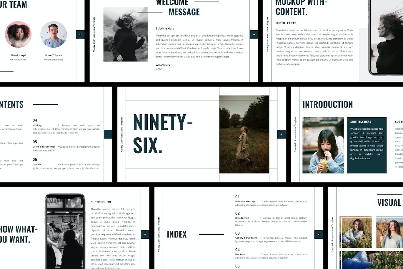 极简风演示文稿PPT模板 Ninety-Six PowerPoint Template 幻灯图表 sucaiwan.com