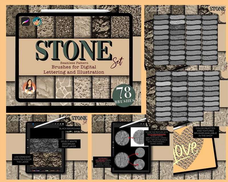 626个Procreate真实质感纹理笔刷套装 笔刷资源 sucaiwan.com