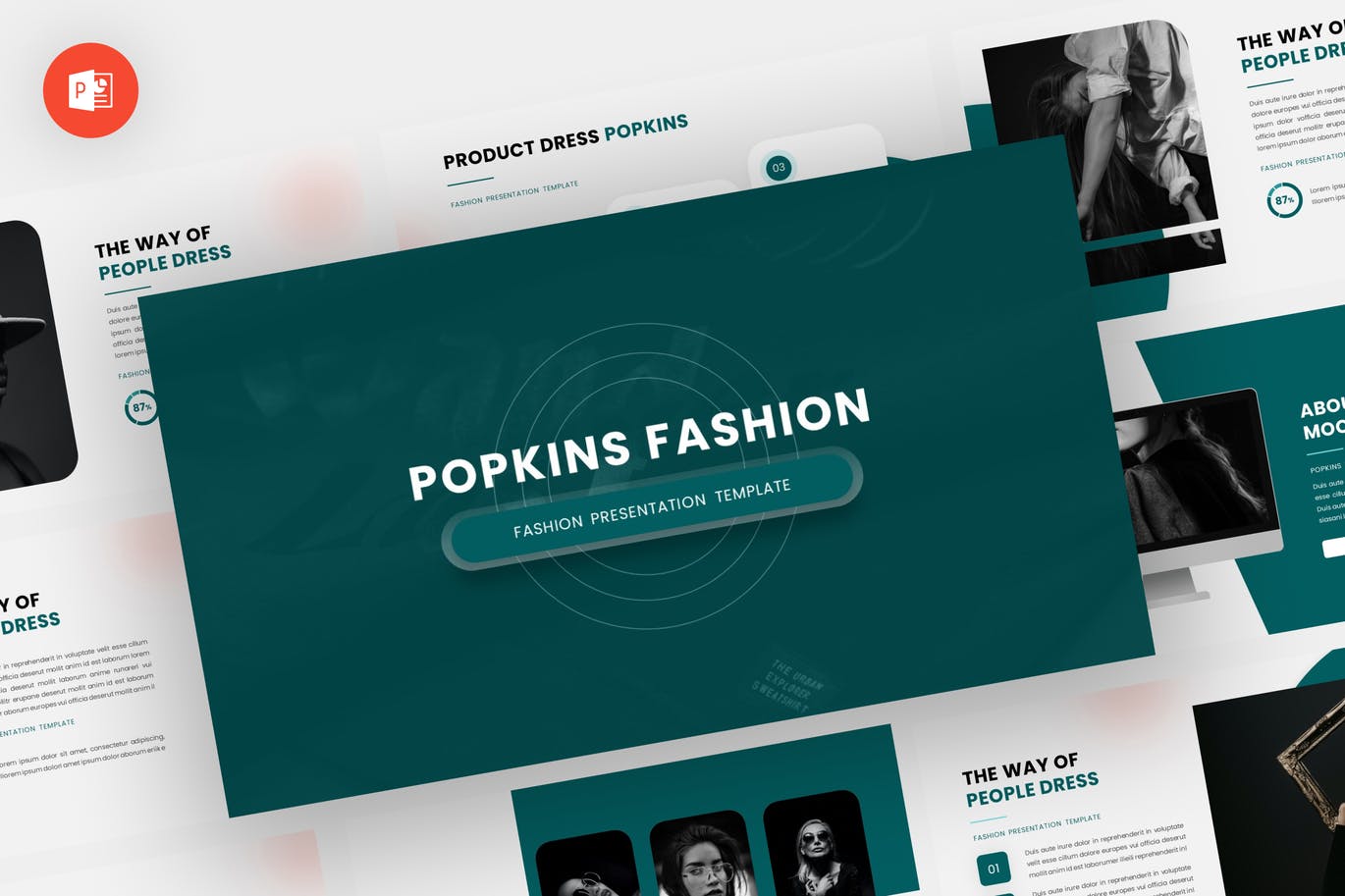 时尚品牌演示PPT幻灯片模板下载 Popkins – Fashion Powerpoint Template 幻灯图表 sucaiwan.com