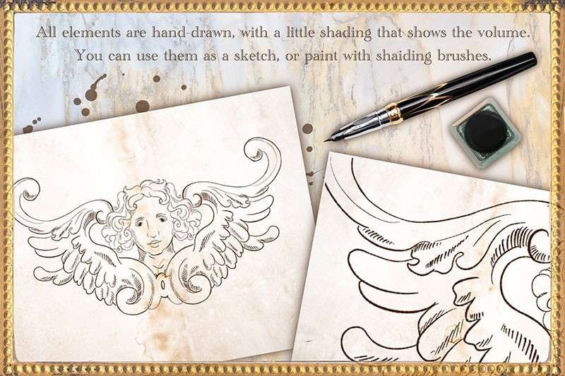 巴洛克艺术字Procreate笔刷套装 笔刷资源 sucaiwan.com