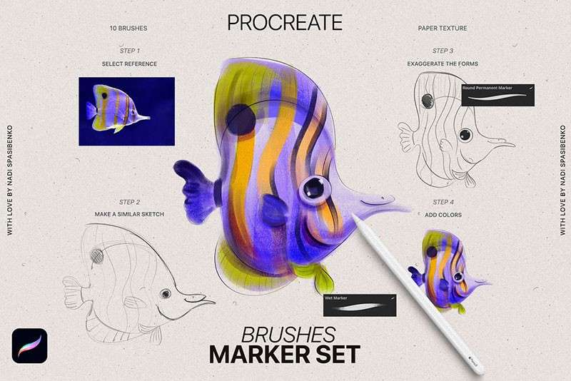 马克笔速写Procreate笔刷 笔刷资源 sucaiwan.com