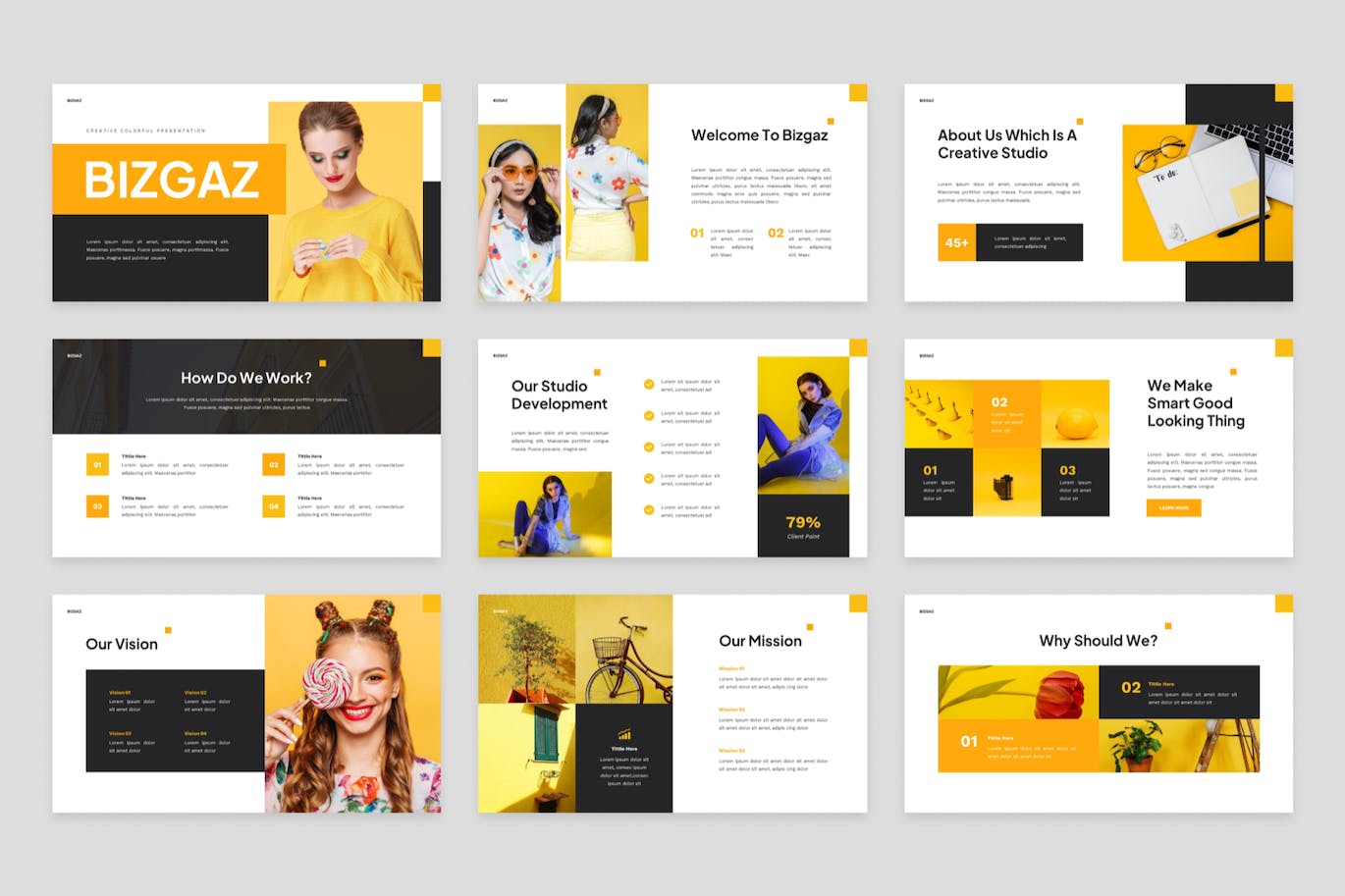 创意多彩演示文稿PPT模板 Bizgaz – Creative Colorful Powerpoint Template 幻灯图表 sucaiwan.com
