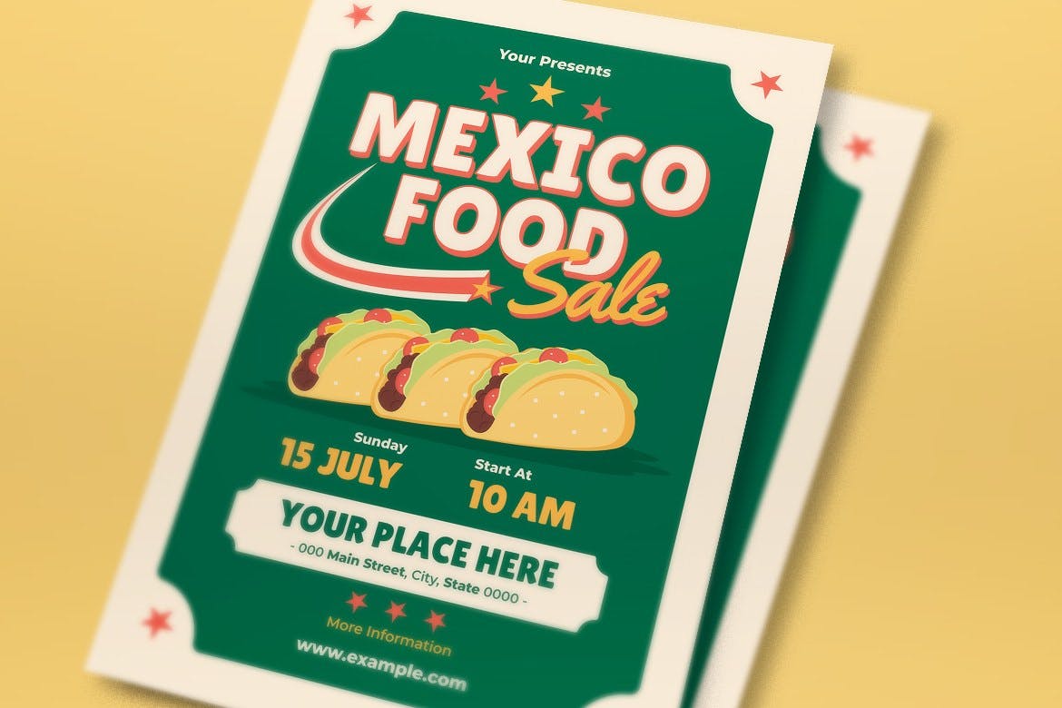 墨西哥饼食品销售宣传单设计 Mexico Food Sale Flyer Set 设计素材 sucaiwan.com