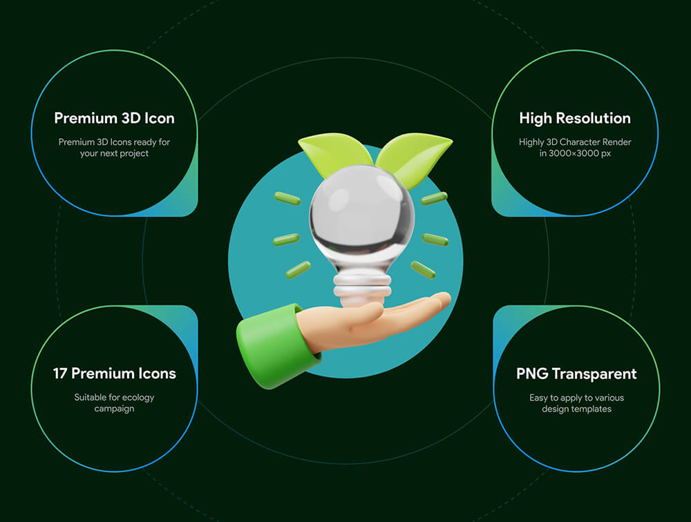 17个现成的生态3D图标 图标素材 sucaiwan.com