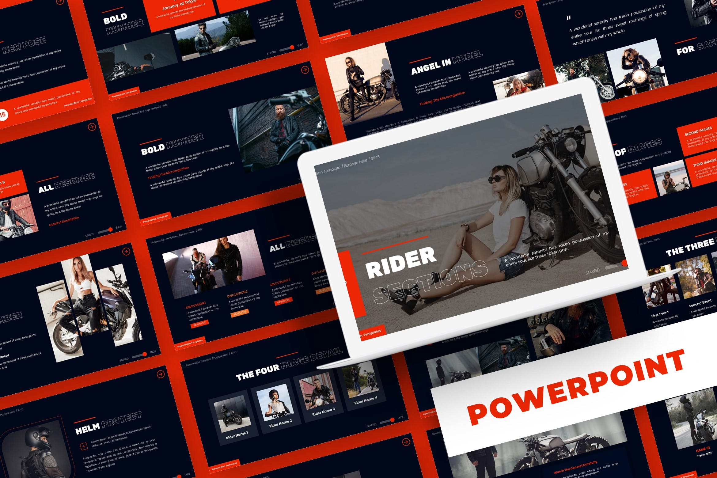 摩托车文化演示文稿PPT模板 Rider Section – Powerpoint Template 幻灯图表 sucaiwan.com