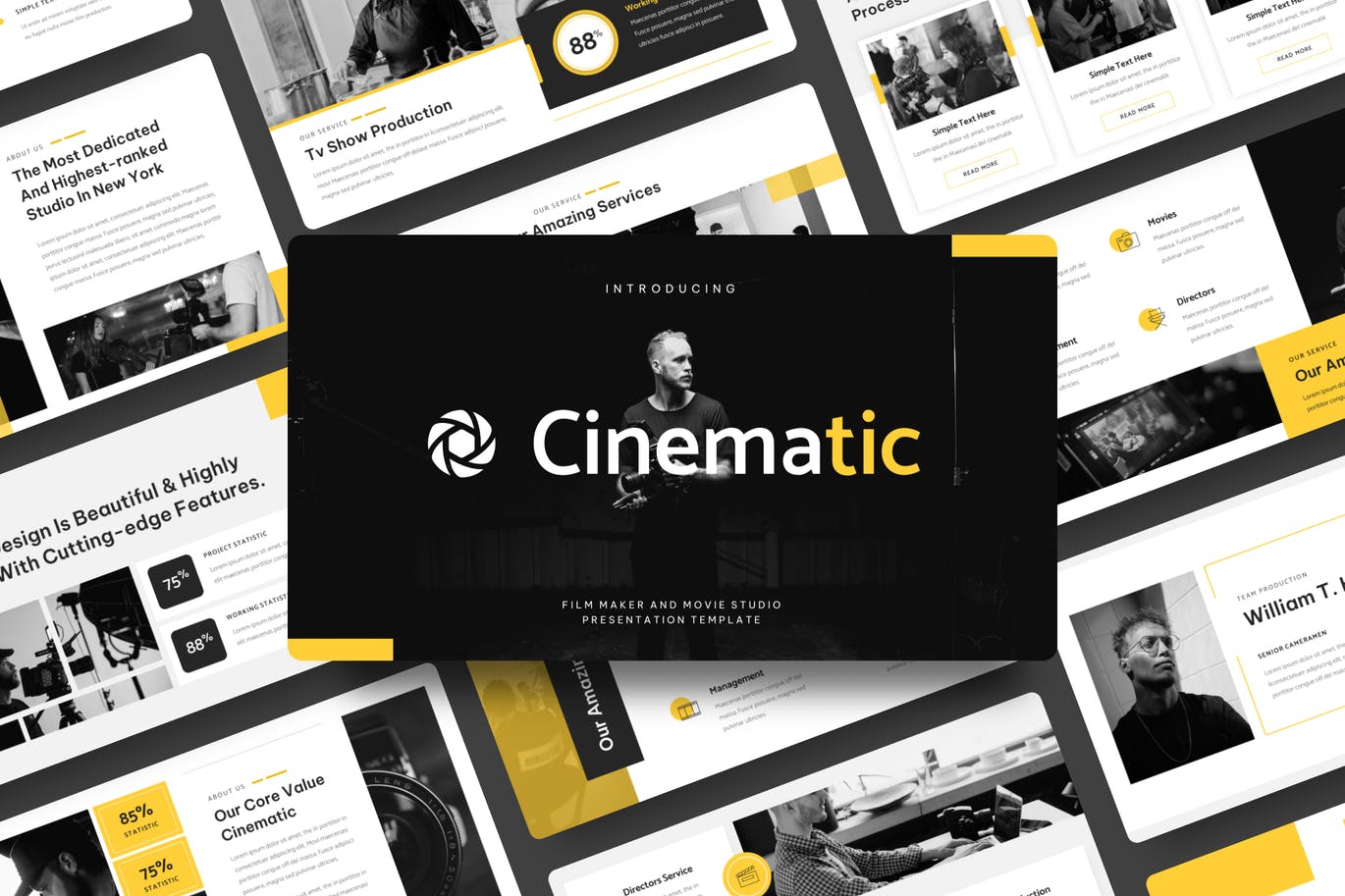电影制作人和电影制片厂PPT演示文稿 Film Maker and Movie Studio PowerPoint Template 幻灯图表 第1张-素材湾丨精选海外优质设计素材资源 电影制作人和电影制片厂PPT演示文稿 Film Maker and Movie Studio PowerPoint Template 幻灯图表 sucaiwan.com