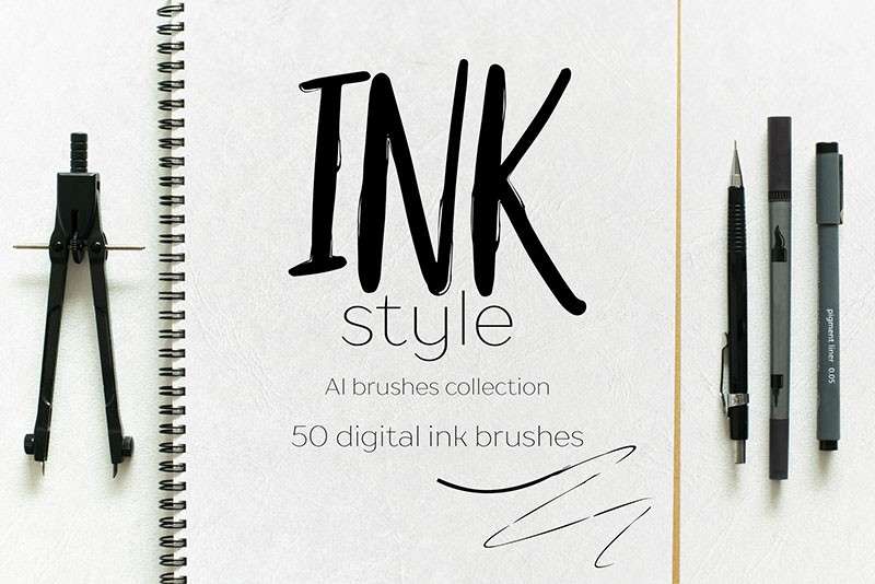 50支油性笔手绘AI笔刷套装 笔刷资源 sucaiwan.com