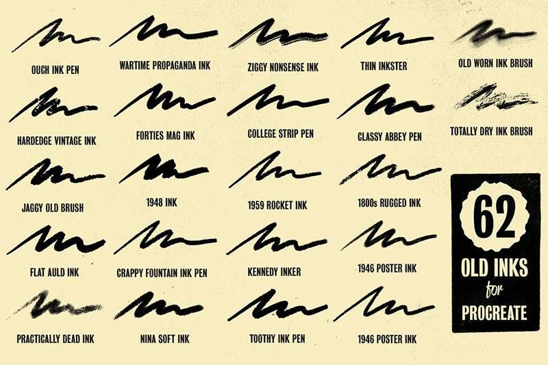 62个油墨效果Procreate画笔 笔刷资源 sucaiwan.com