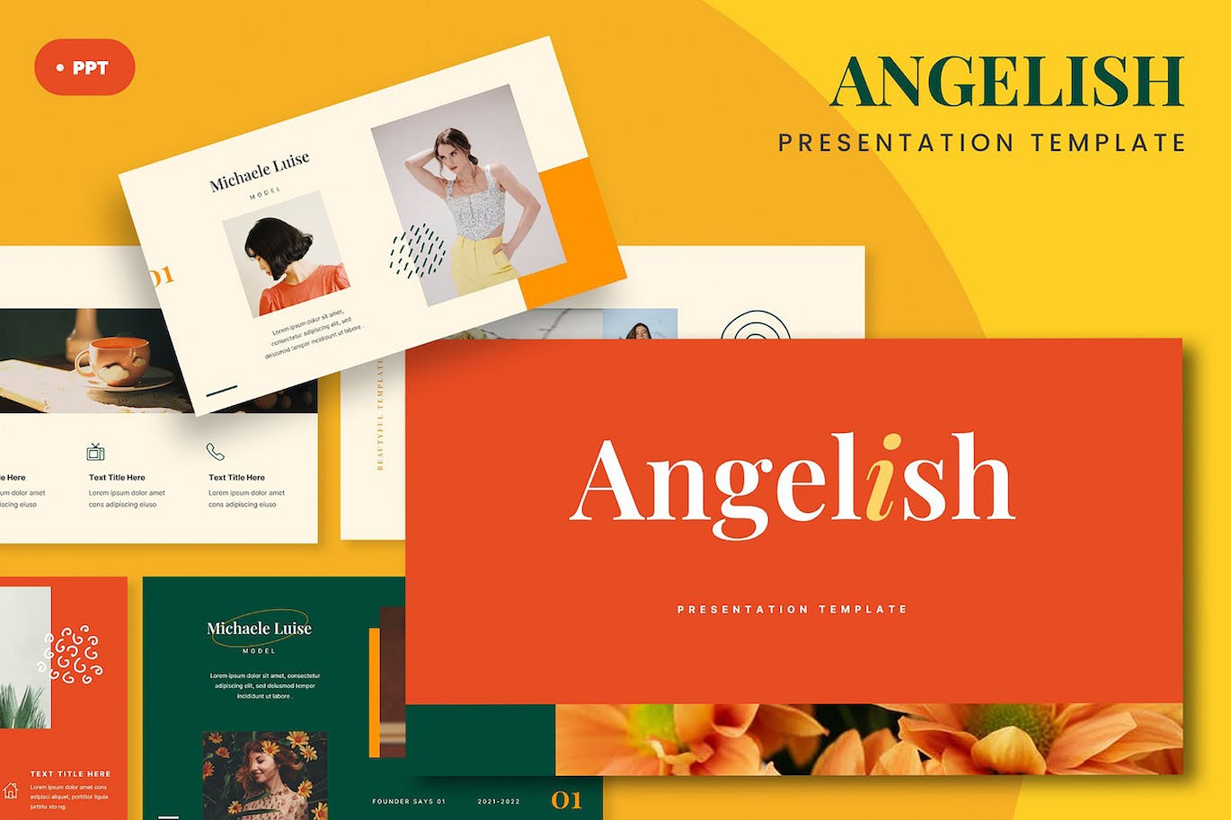 创意时尚宣传材料Powerpoint模板 Angelish – Creative Fashion Angelish Powerpoint 幻灯图表 sucaiwan.com