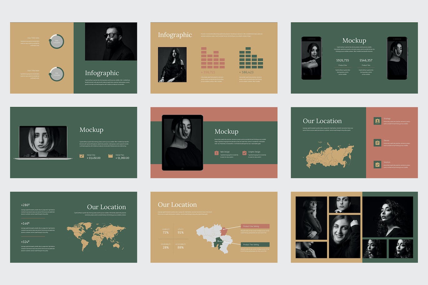 模特作品集PPT设计模板 Jovyna – Business Lookbook Powerpoint Template 幻灯图表 sucaiwan.com