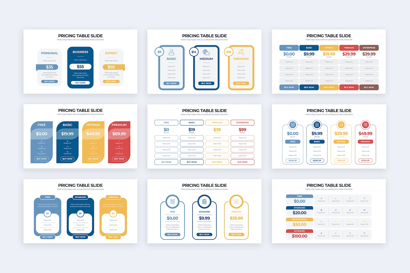 定价表信息图表矢量模板 Pricing Table Slides Illustrator Infographics 幻灯图表 sucaiwan.com