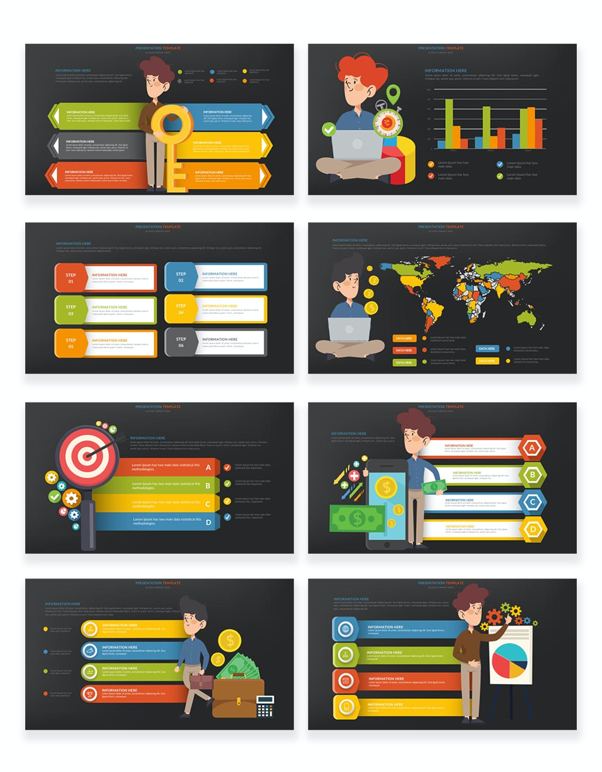SEO动画图表PPT演示幻灯片模板 SEO Infographic Powerpoint Template 幻灯图表 sucaiwan.com