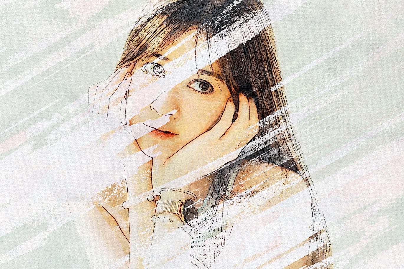 画笔描边照片效果PS图层样式 Brush Strokes Photo Effect 插件预设 sucaiwan.com