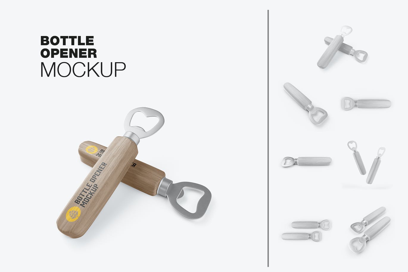 木手柄开瓶器包装设计样机 Wooden Opener Mockup 样机素材 sucaiwan.com