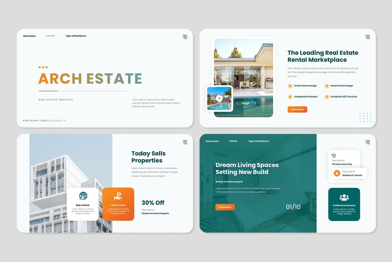 庄园地产业务PPT模板 Arch Estate – Powerpoint Template 幻灯图表 sucaiwan.com