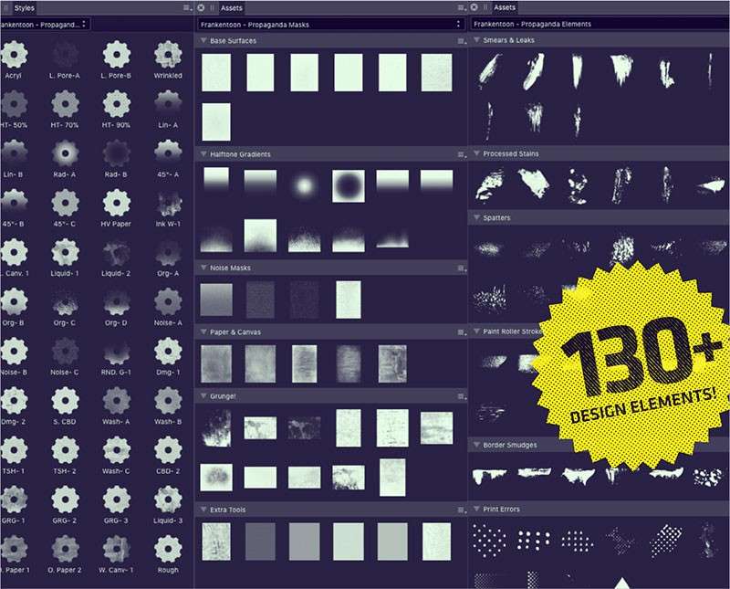 Affinity复古颗粒纹理样式素材包 笔刷资源 sucaiwan.com