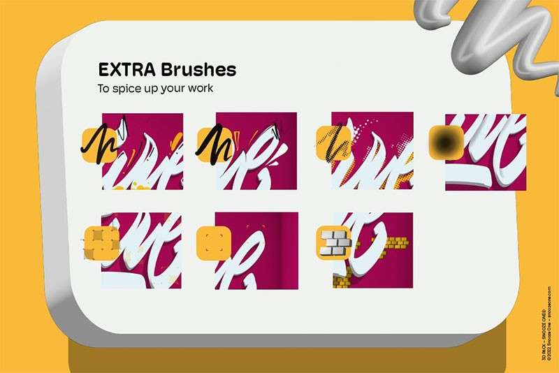 抖音3D立体字Procreate笔刷 笔刷资源 sucaiwan.com