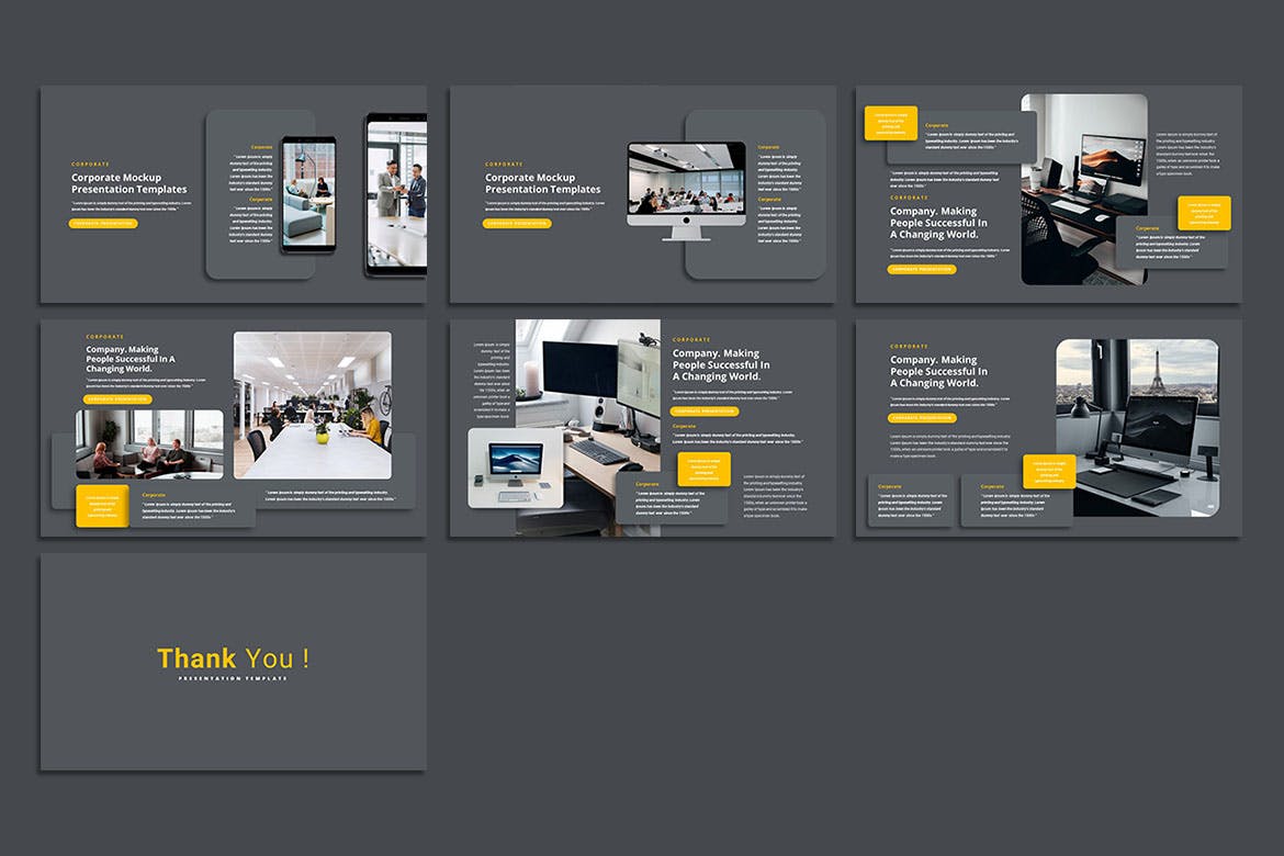 公司企业深色PPT模板 Corporate – PowerPoint Template 幻灯图表 sucaiwan.com