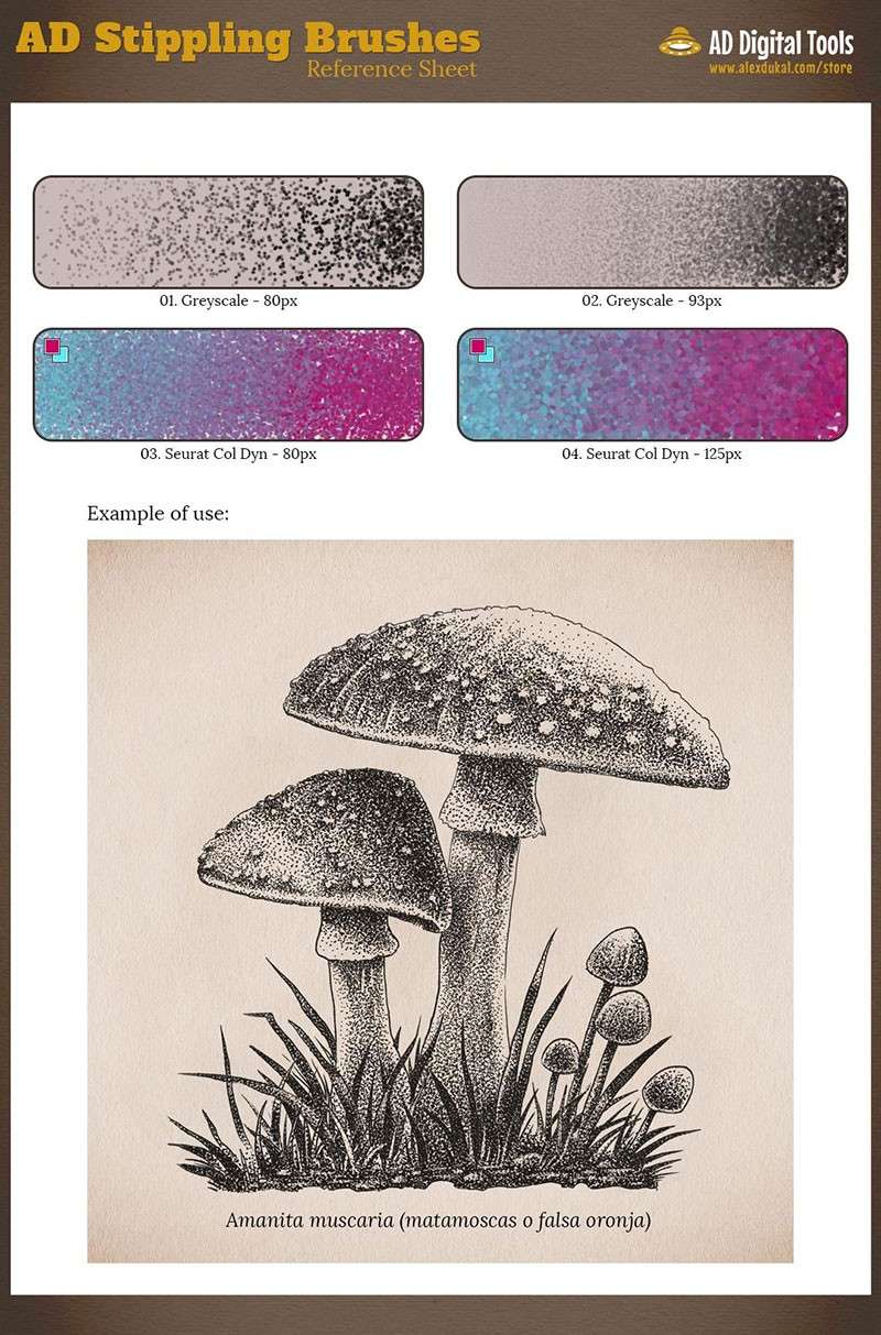 Photoshop复古点绘插画笔刷，tpl格式 笔刷资源 sucaiwan.com